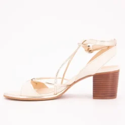 LES TROPEZIENNES PAR M.BELARBI Sandales Lilon tan gold à talons 6cm Femme BLANC Clearance