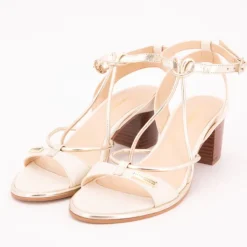 LES TROPEZIENNES PAR M.BELARBI Sandales Lilon tan gold à talons 6cm Femme BLANC Clearance