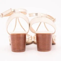 LES TROPEZIENNES PAR M.BELARBI Sandales Lilon tan gold à talons 6cm Femme BLANC Clearance