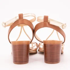 LES TROPEZIENNES PAR M.BELARBI Sandales Lilon tan gold à talons 6cm Femme MARRON Best
