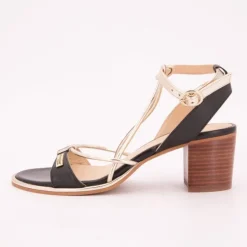 LES TROPEZIENNES PAR M.BELARBI Sandales Lilon tan gold à talons 6cm Femme NOIR Discount
