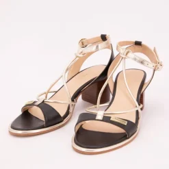 LES TROPEZIENNES PAR M.BELARBI Sandales Lilon tan gold à talons 6cm Femme NOIR Discount