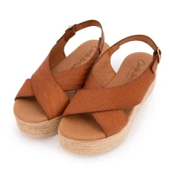 CARLA TORTOSA Sandales croisées tressées cuir Femme MARRON Outlet