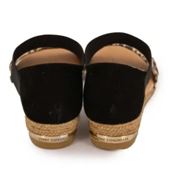 PINAZ Sandales motif leopard semi compensée Femme NOIR Sale