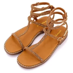 LES TROPEZIENNES PAR M.BELARBI Sandales multi brides cheville à strass Coradiam Femme MARRON Sale