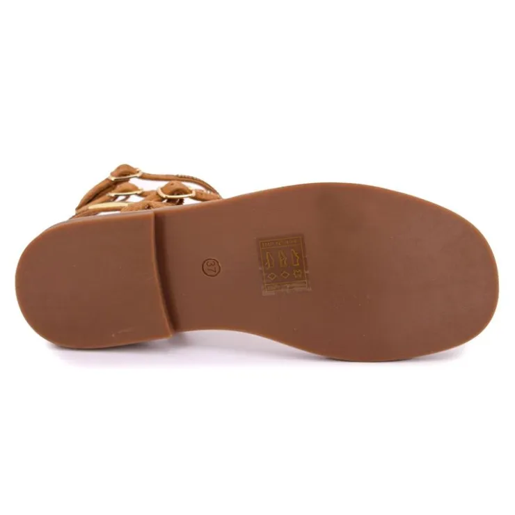 LES TROPEZIENNES PAR M.BELARBI Sandales multi brides cheville à strass Coradiam Femme MARRON Sale