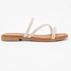 CARLA TORTOSA Sandales plate cristal Femme ARGENT Hot