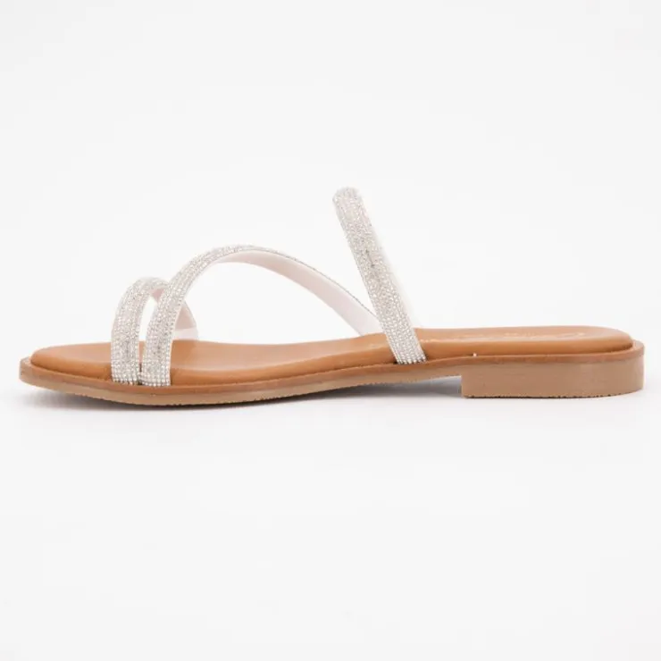 CARLA TORTOSA Sandales plate cristal Femme ARGENT Hot