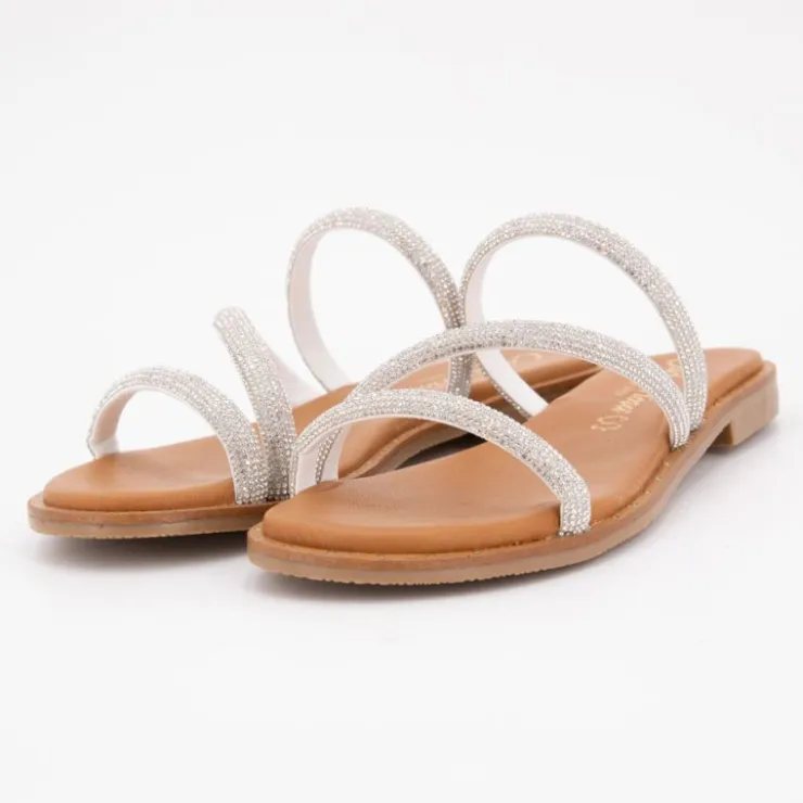 CARLA TORTOSA Sandales plate cristal Femme ARGENT Hot