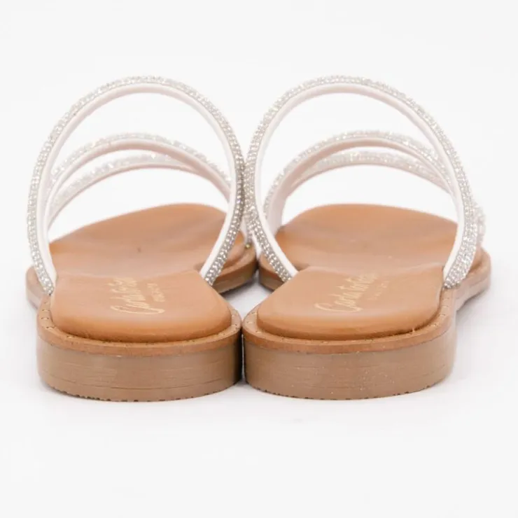 CARLA TORTOSA Sandales plate cristal Femme ARGENT Hot