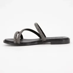 CARLA TORTOSA Sandales plate cristal Femme NOIR Clearance