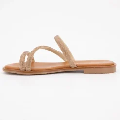 CARLA TORTOSA Sandales plate cristal Femme BRONZE