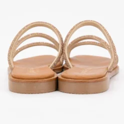 CARLA TORTOSA Sandales plate cristal Femme BRONZE