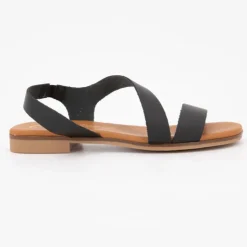 CARLA TORTOSA Sandales plate vaq. bout rond Femme NOIR Sale