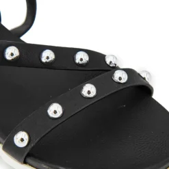 MARIAMARE Sandales plates à brides cloutées semelle crantée Femme NOIR Best