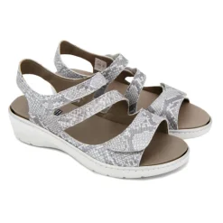 FLUCHOS Sandales plates compensées f0550 brides python Femme GRIS Best