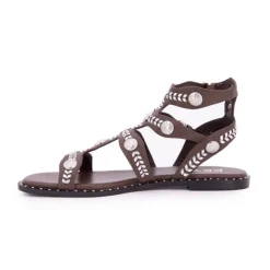 KEYS Sandales spartiates à clous avec boucles Femme MARRON FONCE Discount