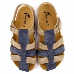 BIOSTOCK Sandales spartiates taupe et bride bleue Enfant BLEU FONCE Best
