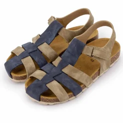BIOSTOCK Sandales spartiates taupe et bride bleue Enfant BLEU FONCE Best