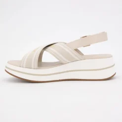 US POLO Sandales tissu à rayures semelle épaisse Femme BEIGE Hot