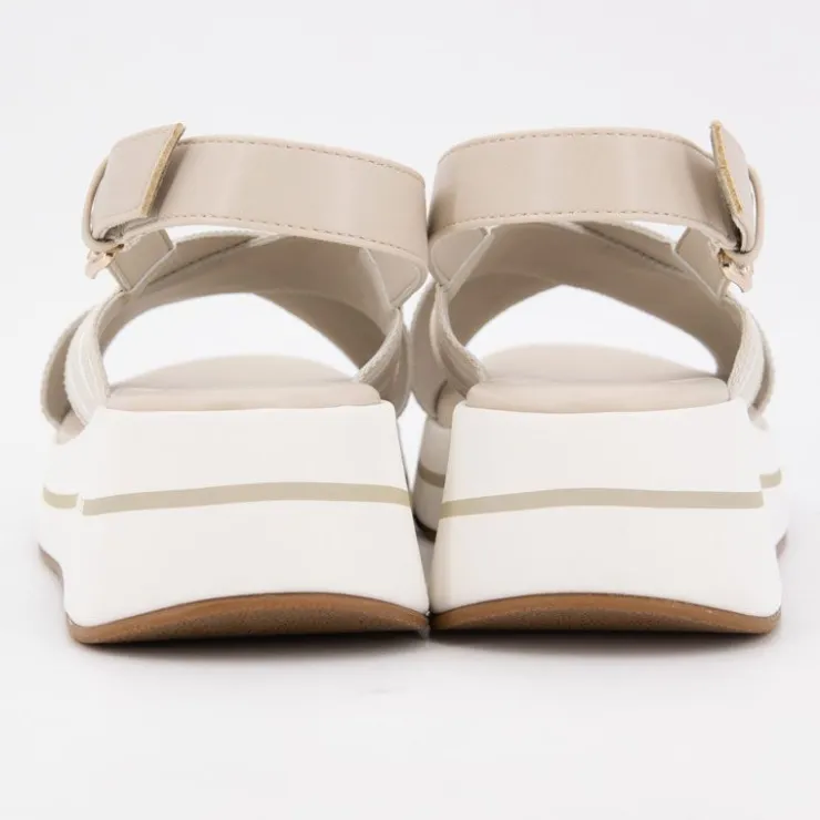 US POLO Sandales tissu à rayures semelle épaisse Femme BEIGE Hot