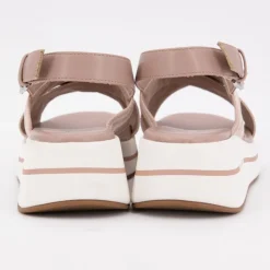 US POLO Sandales tissu à rayures semelle épaisse Femme ROSE CLAIR Discount