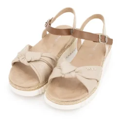 TOM TAILOR Sandales tissu nouées à boucle doré Femme BEIGE Discount