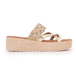 CARLA TORTOSA Sandales tressées platine compensées Femme OR Clearance