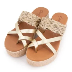 CARLA TORTOSA Sandales tressées platine compensées Femme OR Clearance