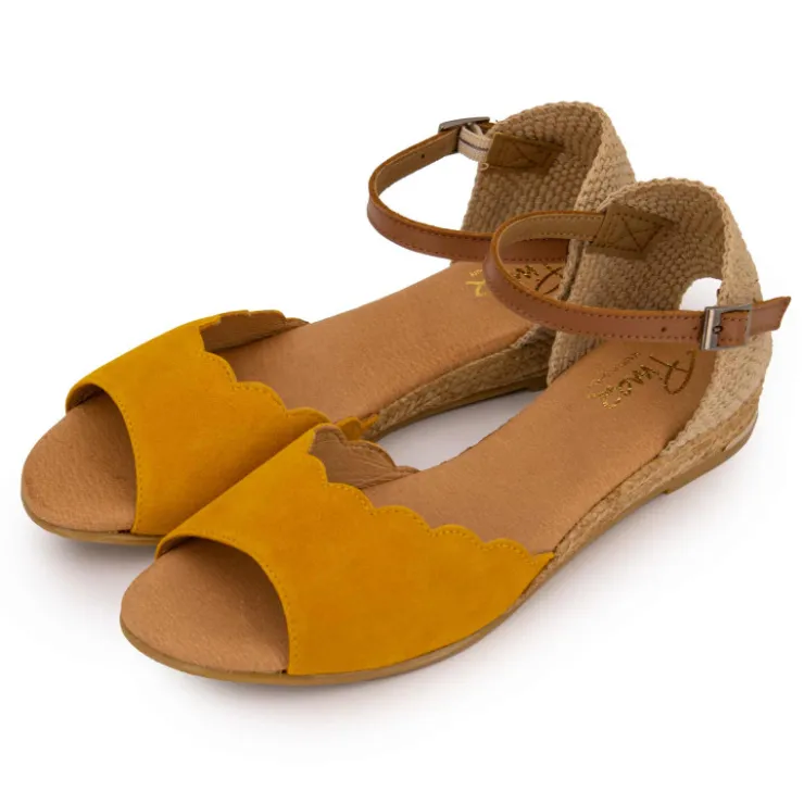 PINAZ Sandales tressés avec boucle cheville Femme JAUNE Clearance