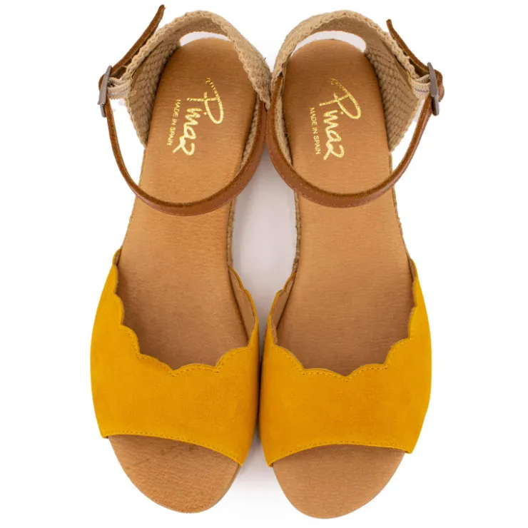 PINAZ Sandales tressés avec boucle cheville Femme JAUNE Clearance