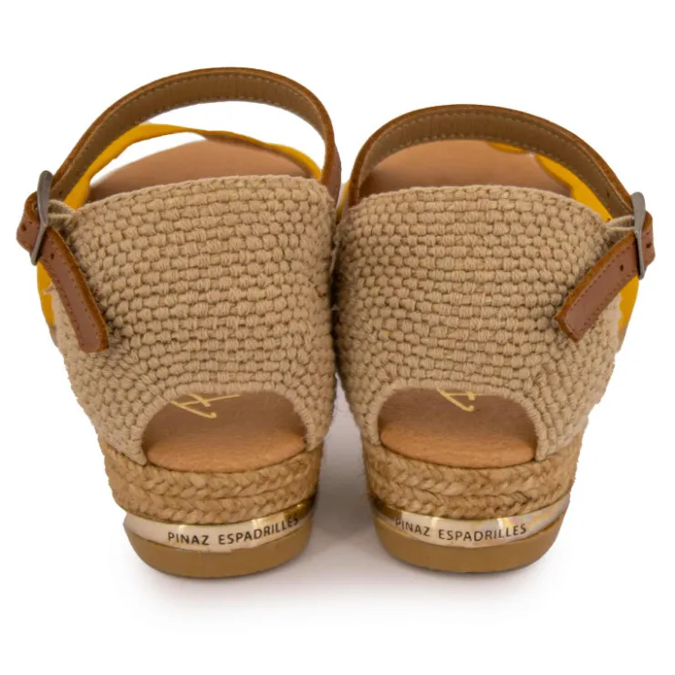 PINAZ Sandales tressés avec boucle cheville Femme JAUNE Clearance