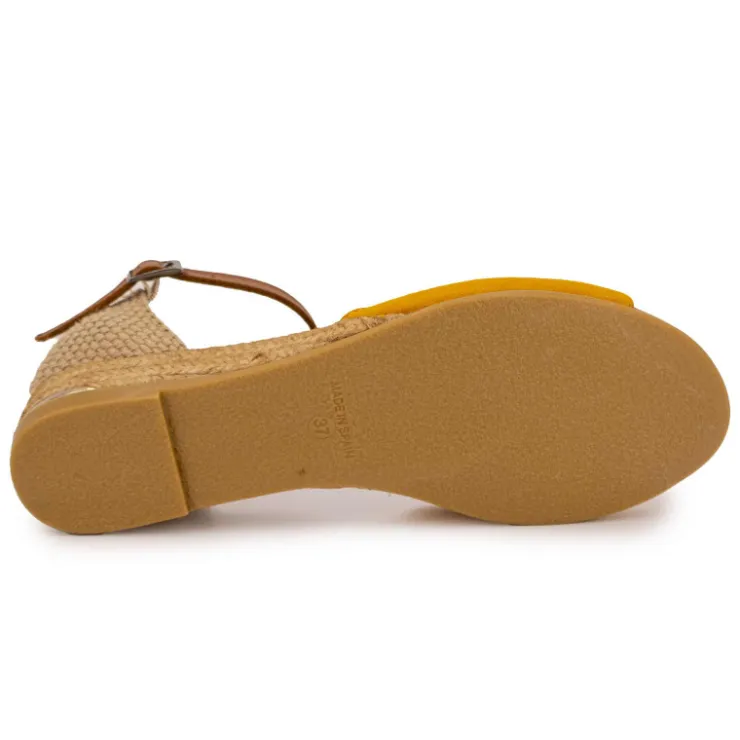 PINAZ Sandales tressés avec boucle cheville Femme JAUNE Clearance