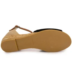 PINAZ Sandales tressés avec boucle cheville Femme NOIR Clearance