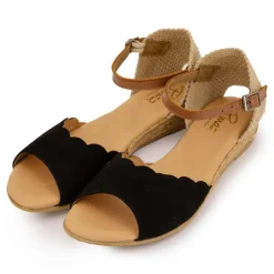 PINAZ Sandales tressés avec boucle cheville Femme NOIR Clearance