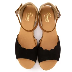 PINAZ Sandales tressés avec boucle cheville Femme NOIR Clearance