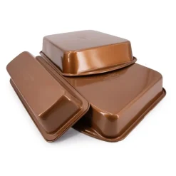 PLATINUM Set de 3 moules à gâteau métal anti adhésifs 3 tailles MARRON Hot