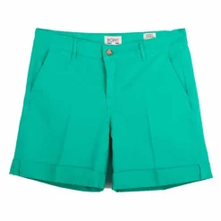 HAPPY Short à pince en toile avec ourlets Femme VERT Sale