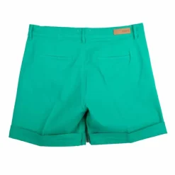 HAPPY Short à pince en toile avec ourlets Femme VERT Sale