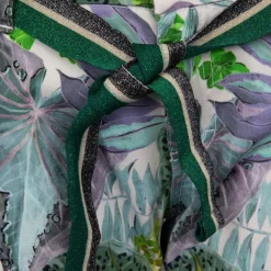 PLEASE Short avec ceinture à revers imprimé plantes tropicales Femme VERT Clearance