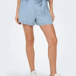 ONLY Short charis à ceinture regular Femme BLEU CLAIR Clearance