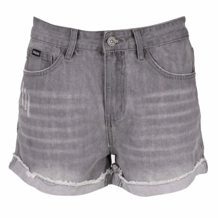 DEELUXE 74 Short court délavé jean avec ourlets Femme GRIS Clearance