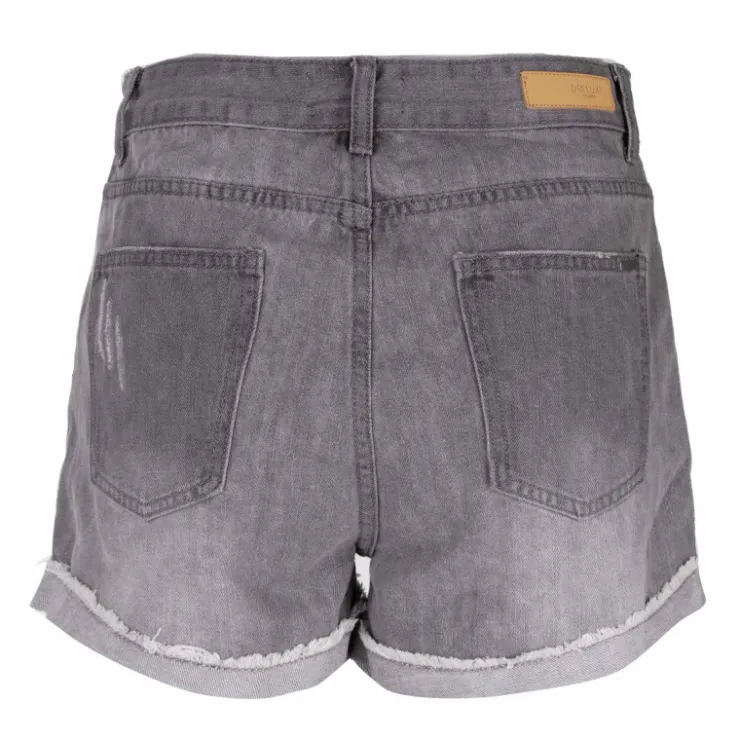 DEELUXE 74 Short court délavé jean avec ourlets Femme GRIS Clearance