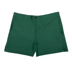 APPARTINENZA Short de bain uni avec bouton Homme VERT FONCE Online