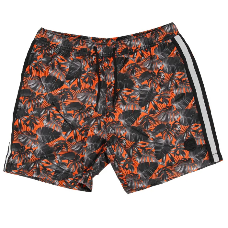 BLAGGIO Short de bain zady imprimé tropical ganse bicolore Homme ORANGE Discount