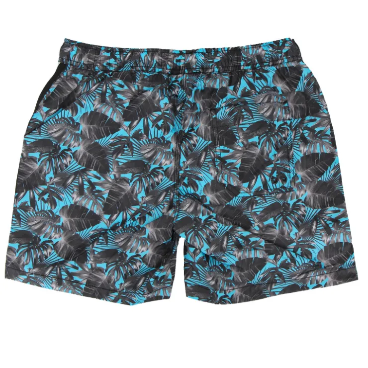 BLAGGIO Short de bain zady imprimé tropical ganse bicolore Homme TURQUOISE New