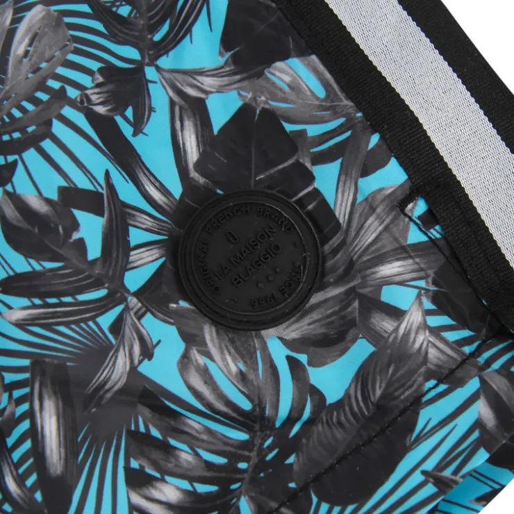 BLAGGIO Short de bain zady imprimé tropical ganse bicolore Homme TURQUOISE New