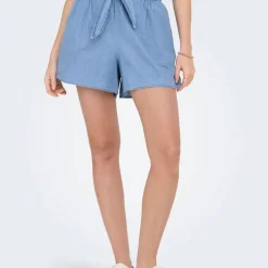 ONLY Short denim yasmin taille élastique Femme BLEU CLAIR New