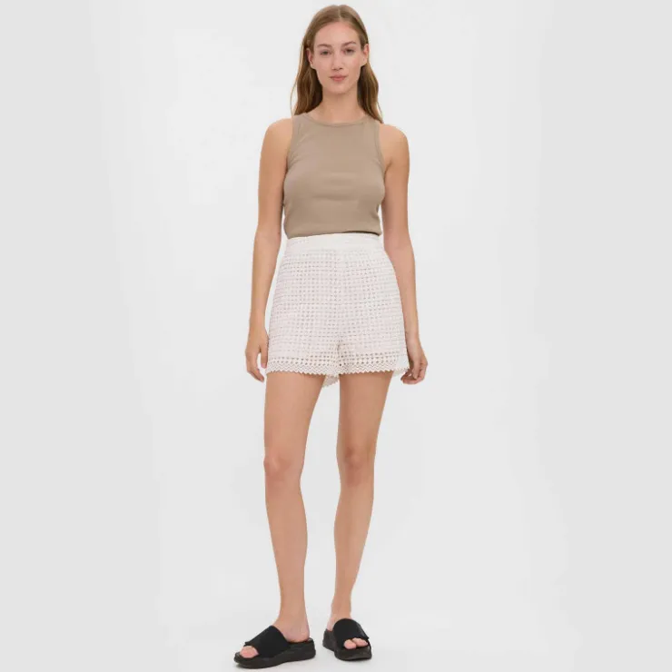 VERO MODA Short en crochet 100% coton BLANC ECRU Discount