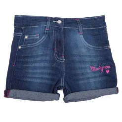 CHEVIGNON Short en jean avec inscription en rose Enfant BLEU FONCE Clearance